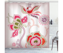 Mystic Bird Eastern Floral Shower Curtain