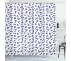 Blue Rebirth Motif Shower Curtain