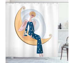 Girl with Trumpet Moon Shower Curtain