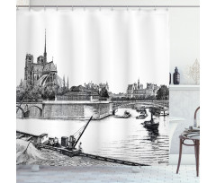 Antique Paris Sketch Art Shower Curtain