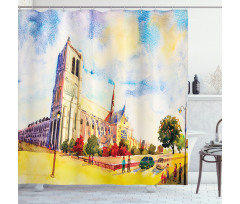 Watercolor Street View Shower Curtain
