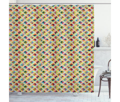 Circular Tile Arrangement Shower Curtain