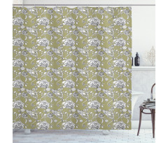 Doodle Style Spring Bloom Shower Curtain