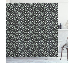 Old Vinyl Disc Themed Motifs Shower Curtain