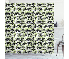 Eastern Bamboo Leaf Pattern Shower Curtain