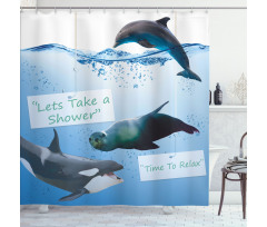 Whale Dolphin and Seal Sea Shower Curtain