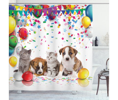 Cat and Dog Party Shower Curtain