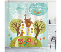 Fairytale Cartoon with Words Shower Curtain