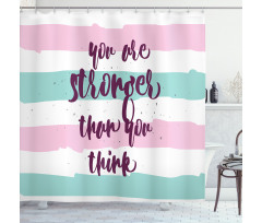 Watercolor Stripes Typography Shower Curtain