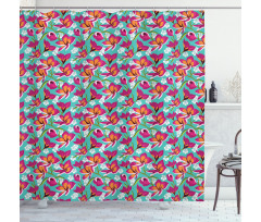 Exotic Floral Repetition Shower Curtain