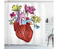 Vivid Flora Human Heart Shower Curtain