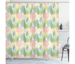 Exotic Pastel Leaves Art Shower Curtain