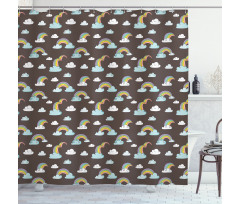 Doodle Rainbow and Clouds Shower Curtain