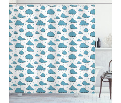 Rain Drops and Clouds Shower Curtain