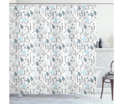 Delicate Plants Flowers Shower Curtain