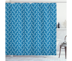 Blue Tone Monochrome Flora Shower Curtain