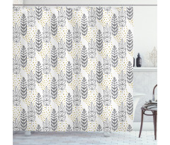 Outline Leaves and Spots Shower Curtain