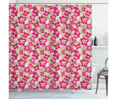 Nostalgic Hibiscus Flowers Shower Curtain