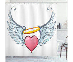 Valentines Day Winged Heart Shower Curtain