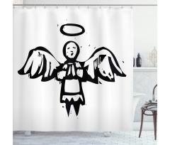 Sketch Style Christmas Angel Shower Curtain
