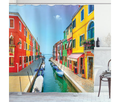 Urban Life with Boats Shower Curtain