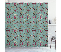 Vintage Classic Flora Leaves Shower Curtain