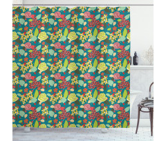 Vibrant Colored Flowers Shower Curtain