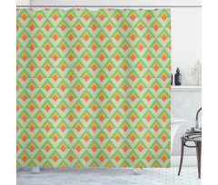 Vivid Rhombus Pattern Line Shower Curtain