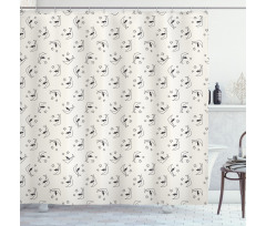 Star and Moon Gondola Sketch Shower Curtain