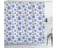 Chicory Flower Pattern Buds Shower Curtain