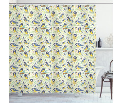 Pine Cones and Leaves Doodle Shower Curtain