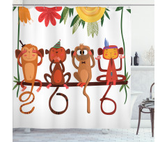 Animals Sitting Branch Shower Curtain