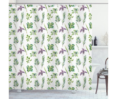 Watercolor Style Foliage Shower Curtain
