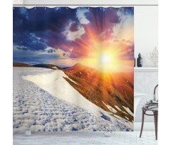 Snowy Sunny Mountains Shower Curtain