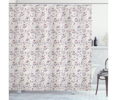 Blossom Pattern on Off White Shower Curtain