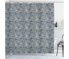 Greyscale Simplistic Flowers Shower Curtain