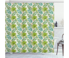 Fern Leaves Sketch Style Shower Curtain