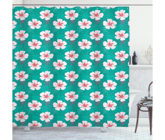 Simple Garden Flower Motifs Shower Curtain