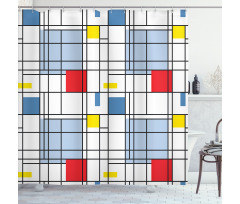 Quadratic Striped Grid Shower Curtain