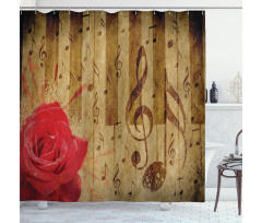 Romantic Rose Musical Notes Shower Curtain