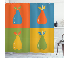 Vintage Pears in Squares Shower Curtain