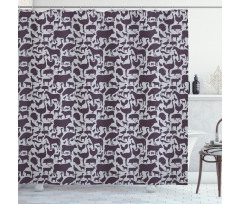 Silhouette Wild Animals Art Shower Curtain