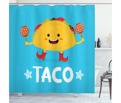 Dancing Funny Taco Cartoon Shower Curtain