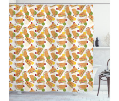 Sandwich and Taco Snacks Shower Curtain