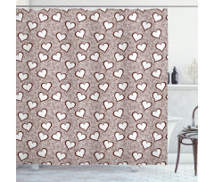 Hearts on Swirls Shower Curtain