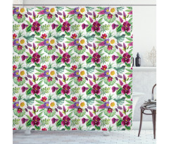 Calla Lily Monstera Leaves Shower Curtain