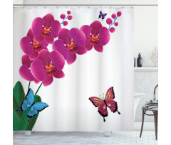 Pink Bouquet Butterflies Shower Curtain