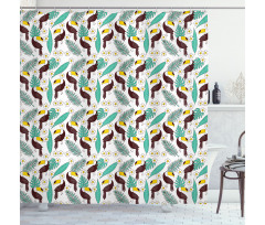 Toucan Bird Tropical Leaves Shower Curtain