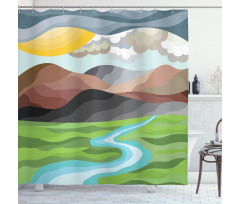 Abstract Mountains River Shower Curtain