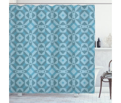 Geometric Vintage Lattice Grid Shower Curtain